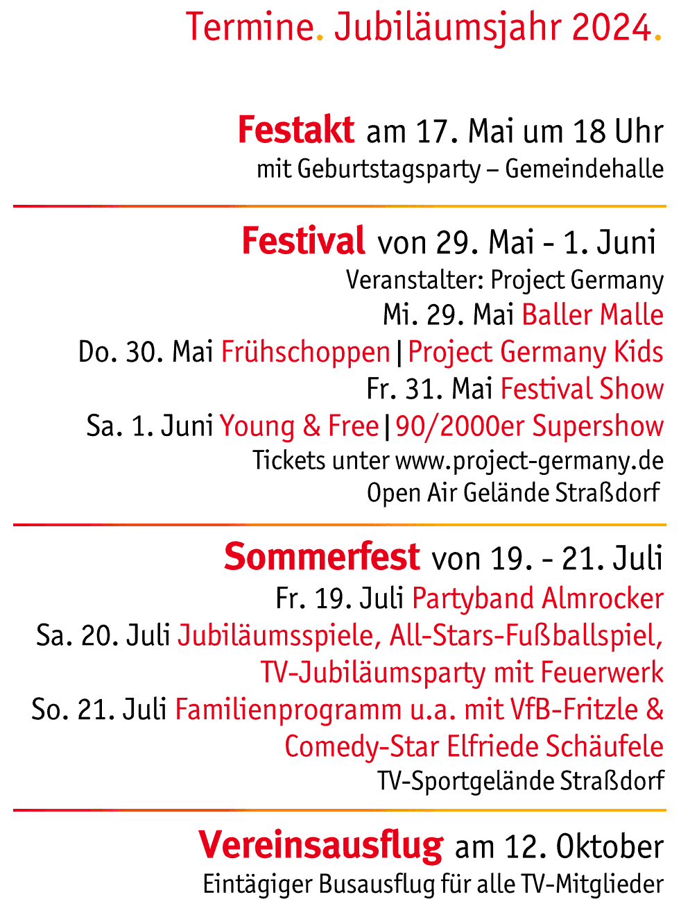 TV Straßdorf Termine 150 Jahre