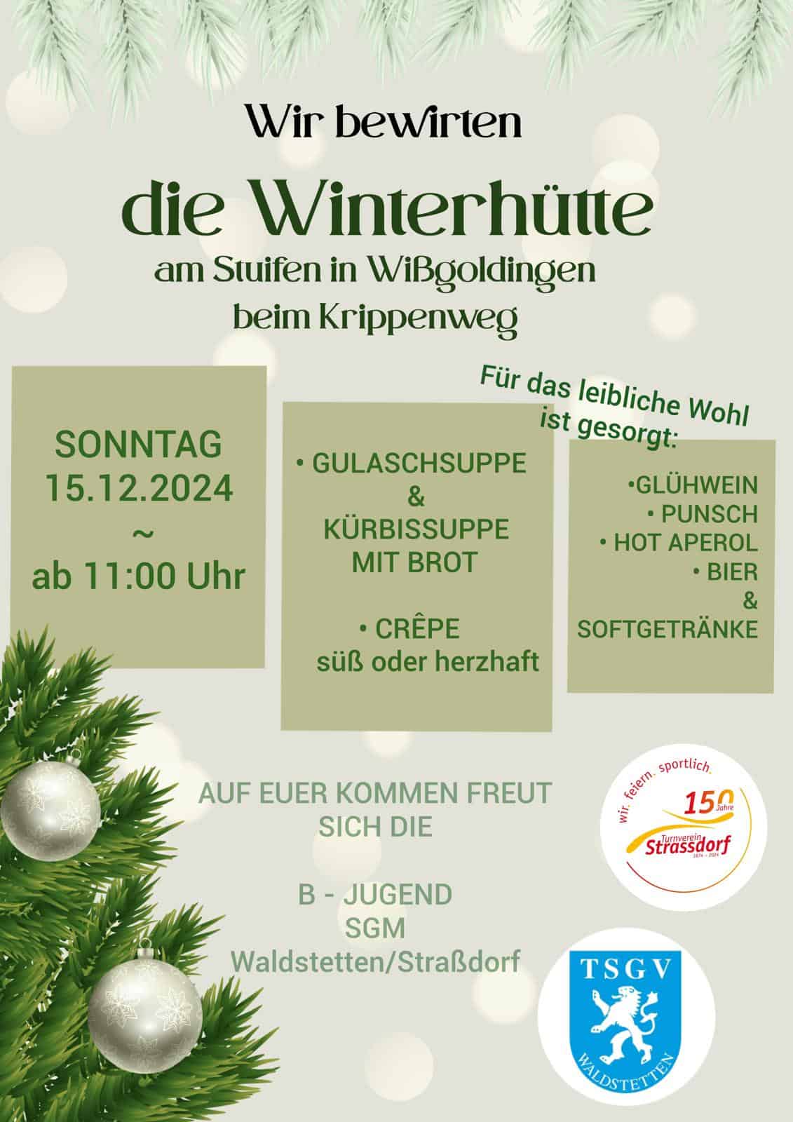 TVS bewirtet Winterhütte in Wißgoldingen
